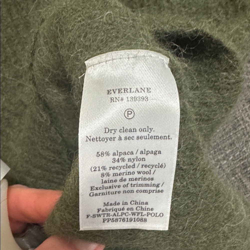 Everlane Alpaca Blend Polo Sweater Olive Green Size Small - Picture 4 of 5